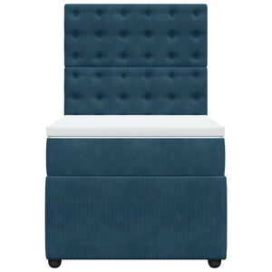 Κρεβάτι Boxspring με Στρώμα Σκούρο Μπλε 80 x 200 εκ. Βελούδινο - Pakobazaar