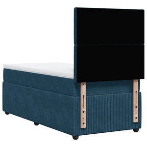 Κρεβάτι Boxspring με Στρώμα Σκούρο Μπλε 80 x 200 εκ. Βελούδινο - Pakobazaar