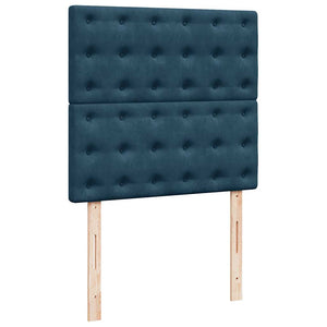 Κρεβάτι Boxspring με Στρώμα Σκούρο Μπλε 80 x 200 εκ. Βελούδινο - Pakobazaar