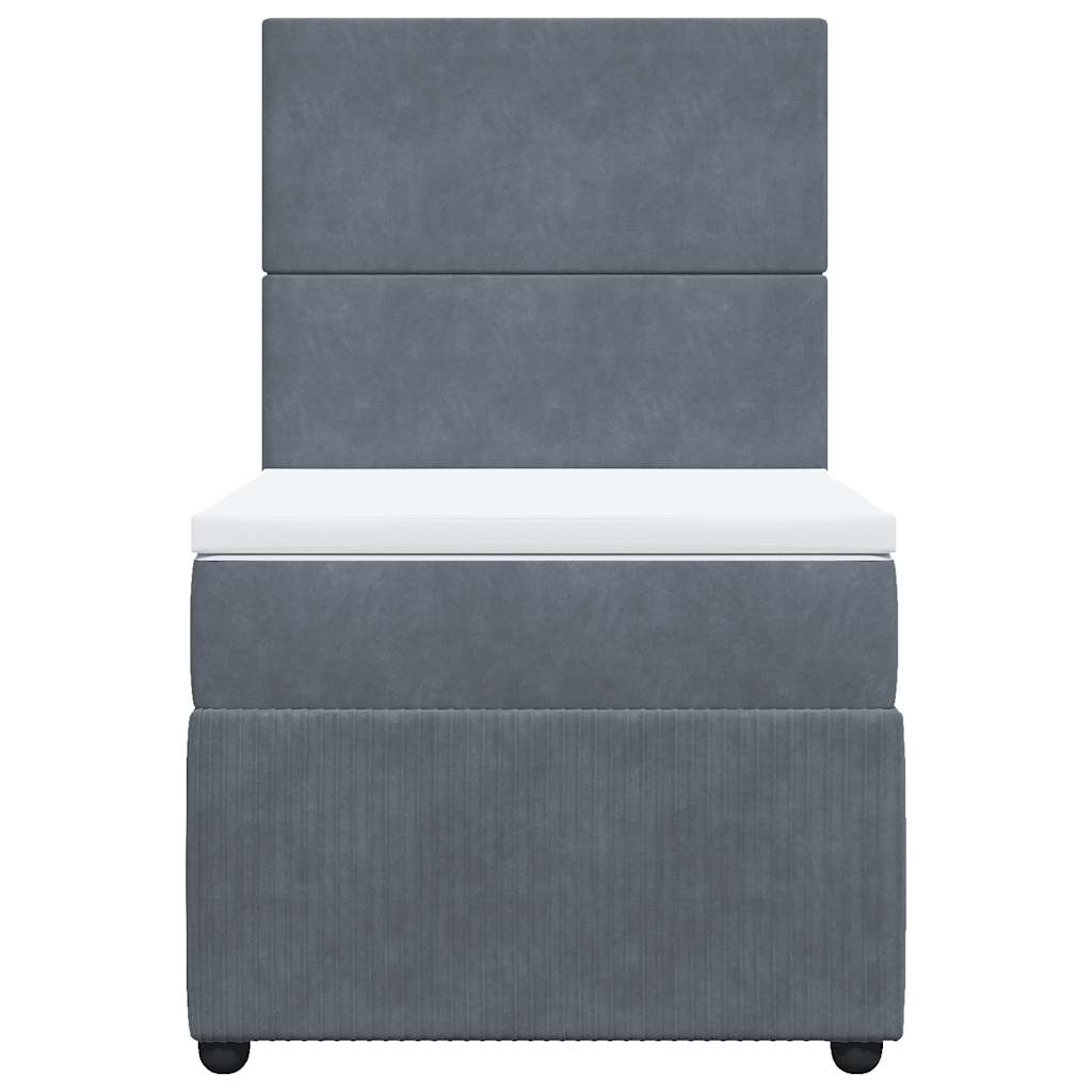 Κρεβάτι Boxspring με Στρώμα Σκούρο Γκρι 90x190 εκ. Βελούδινο - Pakobazaar