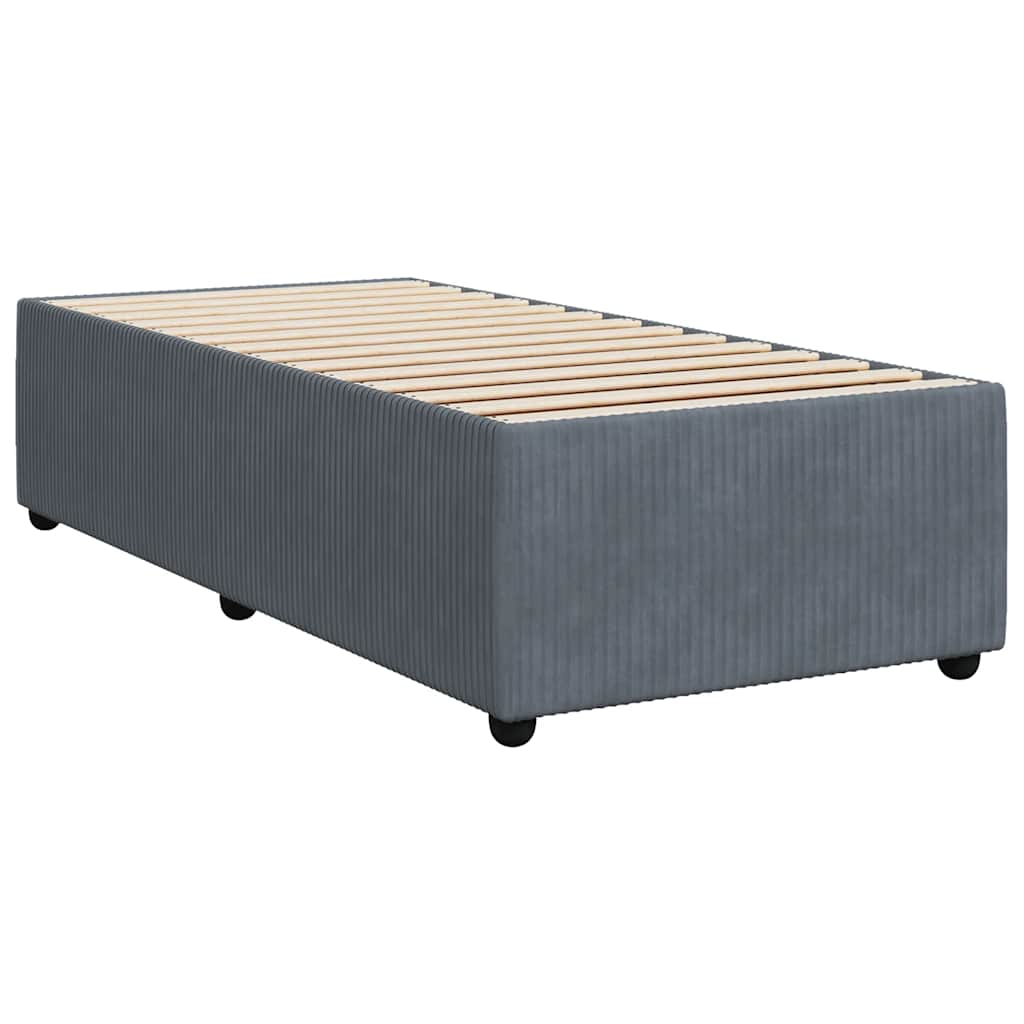 Κρεβάτι Boxspring με Στρώμα Σκούρο Γκρι 90x190 εκ. Βελούδινο - Pakobazaar