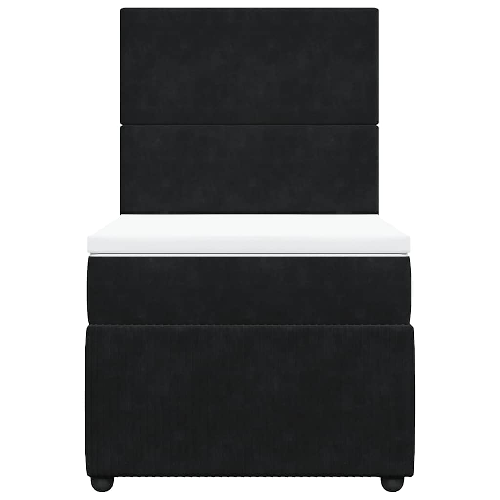 Κρεβάτι Boxspring με Στρώμα Μαύρο 90x190 εκ. Βελούδινο - Pakobazaar