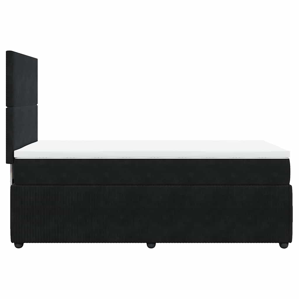 Κρεβάτι Boxspring με Στρώμα Μαύρο 90x190 εκ. Βελούδινο - Pakobazaar