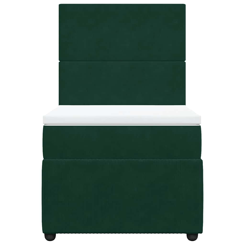 Κρεβάτι Boxspring με Στρώμα Σκούρο Πράσινο 90x190 εκ. Βελούδινο