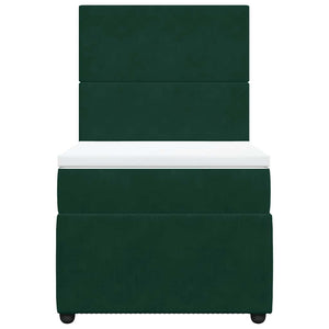 Κρεβάτι Boxspring με Στρώμα Σκούρο Πράσινο 90x190 εκ. Βελούδινο