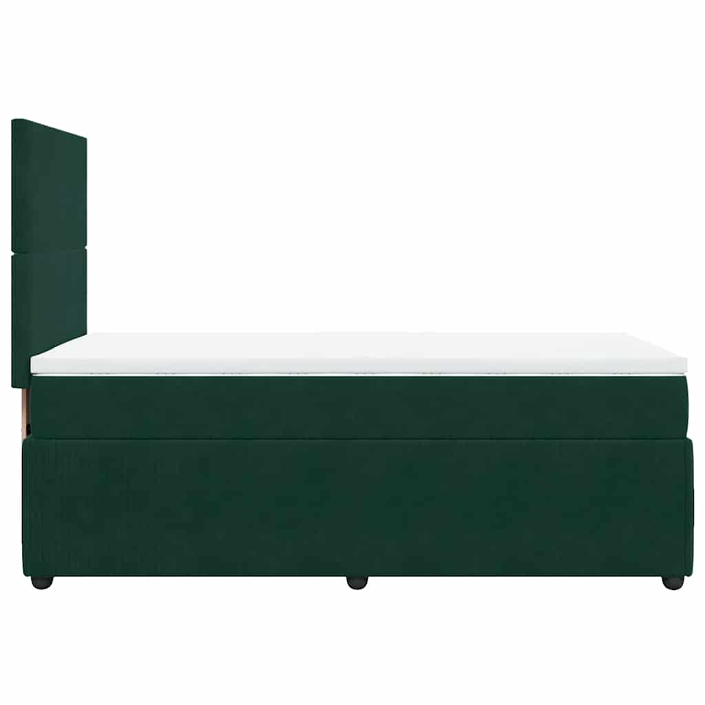 Κρεβάτι Boxspring με Στρώμα Σκούρο Πράσινο 90x190 εκ. Βελούδινο