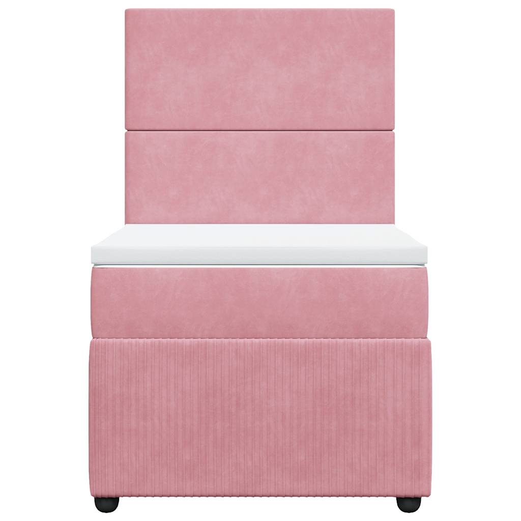 Κρεβάτι Boxspring με Στρώμα Ροζ 90x190 εκ. Βελούδινο - Pakobazaar