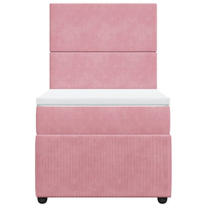 Κρεβάτι Boxspring με Στρώμα Ροζ 90x190 εκ. Βελούδινο - Pakobazaar