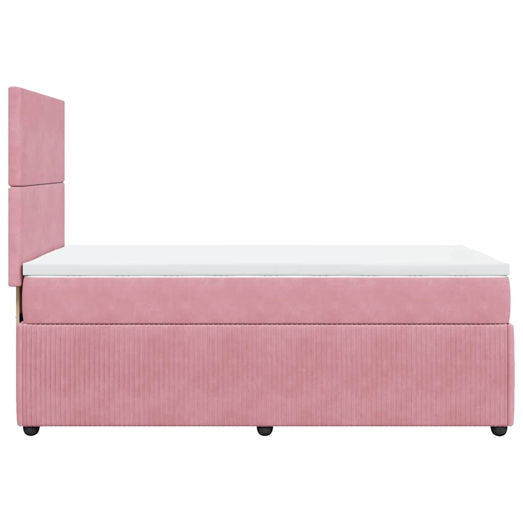 Κρεβάτι Boxspring με Στρώμα Ροζ 90x190 εκ. Βελούδινο - Pakobazaar
