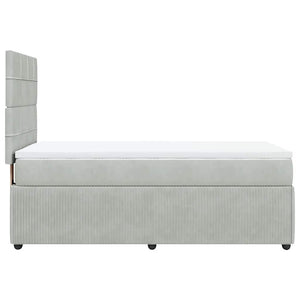 Κρεβάτι Boxspring με Στρώμα Ανοιχτό Γκρι 90x190 εκ. Βελούδινο - Pakobazaar