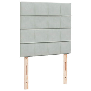 Κρεβάτι Boxspring με Στρώμα Ανοιχτό Γκρι 90x190 εκ. Βελούδινο - Pakobazaar