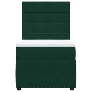 Κρεβάτι Boxspring με Στρώμα Σκούρο Πράσινο 90x190 εκ. Βελούδινο