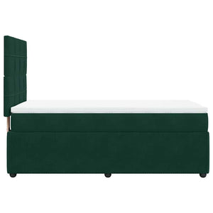 Κρεβάτι Boxspring με Στρώμα Σκούρο Πράσινο 90x190 εκ. Βελούδινο