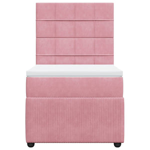 Κρεβάτι Boxspring με Στρώμα Ροζ 90x190 εκ. Βελούδινο - Pakobazaar