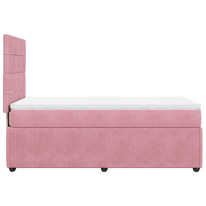 Κρεβάτι Boxspring με Στρώμα Ροζ 90x190 εκ. Βελούδινο - Pakobazaar