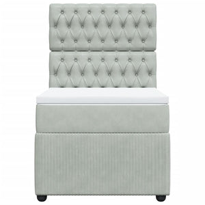 Κρεβάτι Boxspring με Στρώμα Ανοιχτό Γκρι 90x190 εκ. Βελούδινο - Pakobazaar