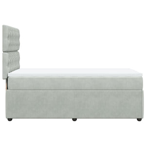 Κρεβάτι Boxspring με Στρώμα Ανοιχτό Γκρι 90x190 εκ. Βελούδινο - Pakobazaar