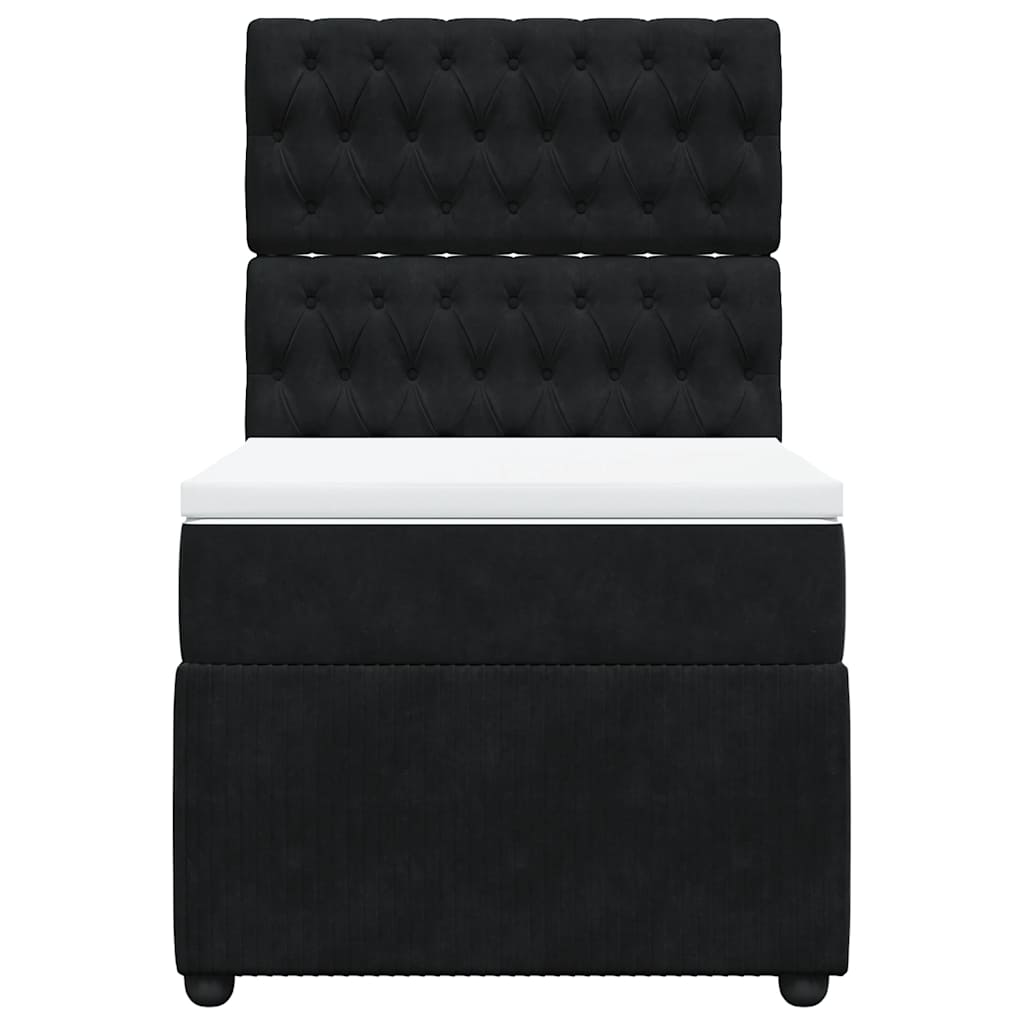 Κρεβάτι Boxspring με Στρώμα Μαύρο 90x190 εκ. Βελούδινο - Pakobazaar