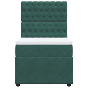 Κρεβάτι Boxspring με Στρώμα Σκούρο Πράσινο 90x190 εκ. Βελούδινο