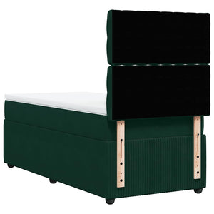 Κρεβάτι Boxspring με Στρώμα Σκούρο Πράσινο 90x190 εκ. Βελούδινο