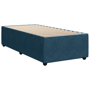 Κρεβάτι Boxspring με Στρώμα Σκούρο Μπλε 90x190 εκ. Βελούδινο - Pakobazaar