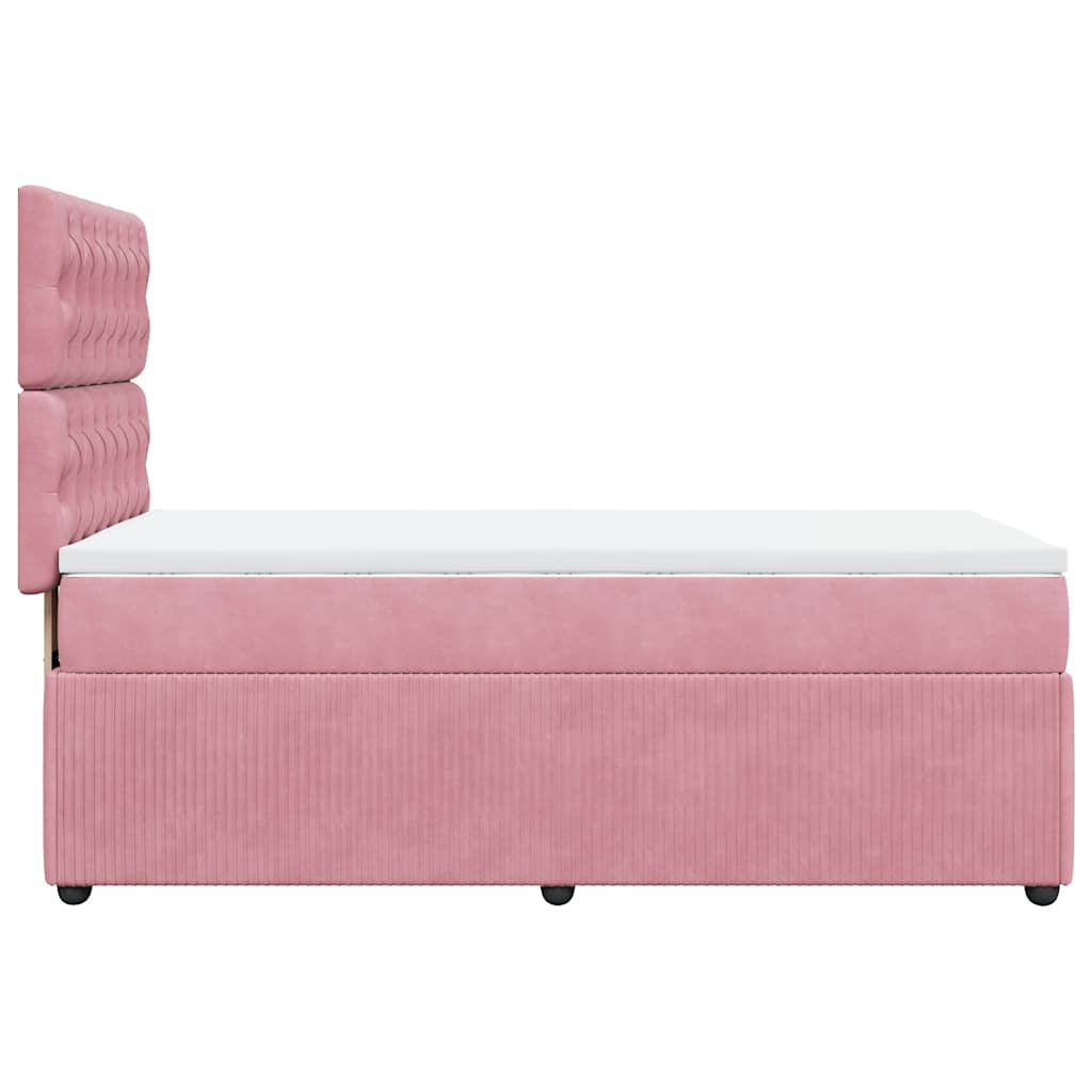 Κρεβάτι Boxspring με Στρώμα Ροζ 90x190 εκ. Βελούδινο - Pakobazaar