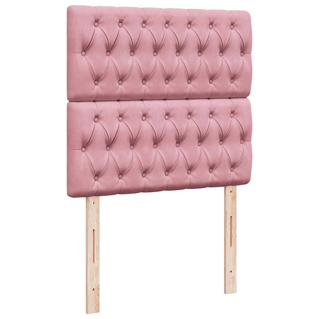 Κρεβάτι Boxspring με Στρώμα Ροζ 90x190 εκ. Βελούδινο - Pakobazaar