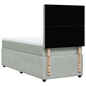 Κρεβάτι Boxspring με Στρώμα Ανοιχτό Γκρι 90x190 εκ. Βελούδινο - Pakobazaar