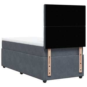 Κρεβάτι Boxspring με Στρώμα Σκούρο Γκρι 90x190 εκ. Βελούδινο