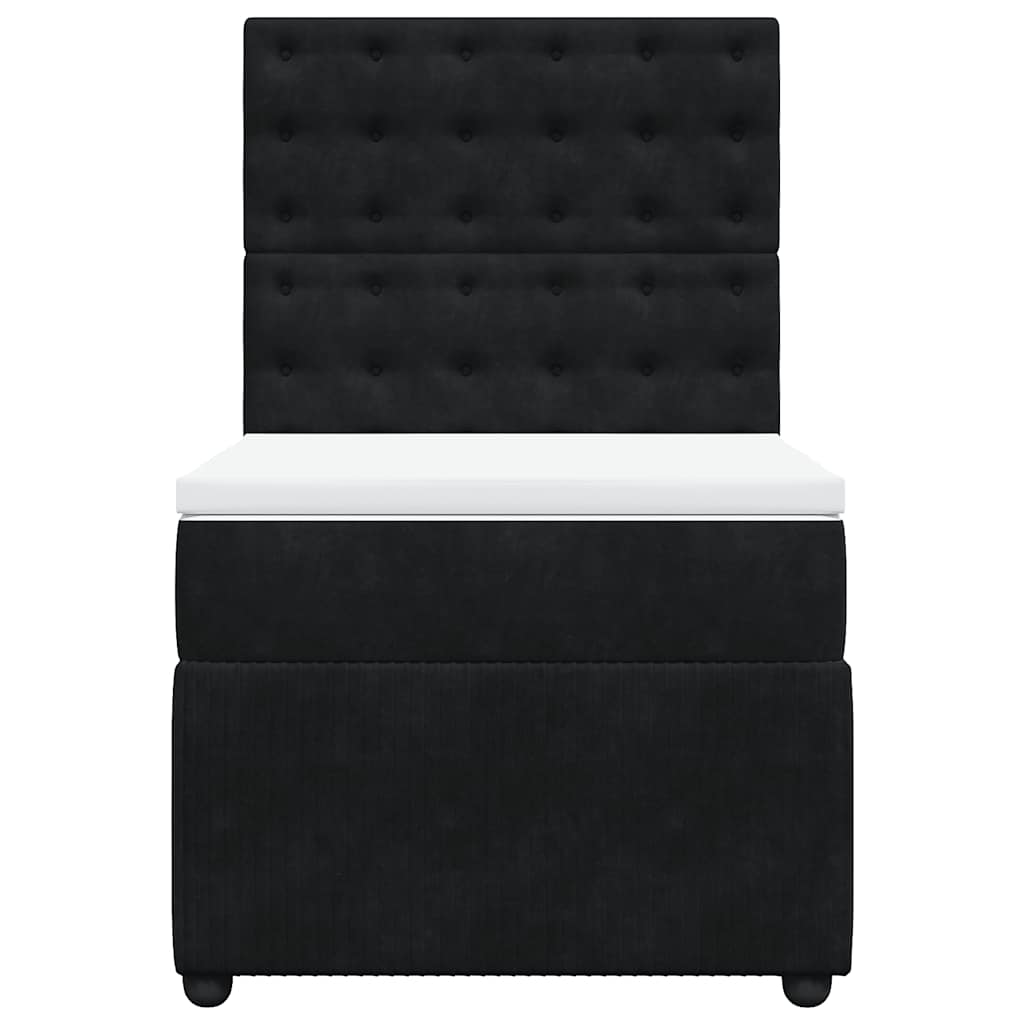 Κρεβάτι Boxspring με Στρώμα Μαύρο 90x190 εκ. Βελούδινο - Pakobazaar