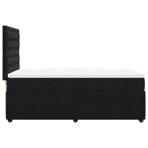 Κρεβάτι Boxspring με Στρώμα Μαύρο 90x190 εκ. Βελούδινο - Pakobazaar