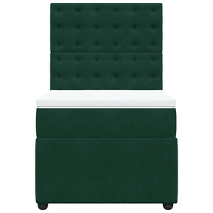 Κρεβάτι Boxspring με Στρώμα Σκούρο Πράσινο 90x190 εκ. Βελούδινο