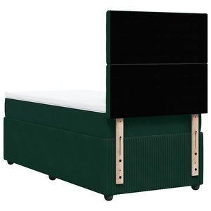 Κρεβάτι Boxspring με Στρώμα Σκούρο Πράσινο 90x190 εκ. Βελούδινο