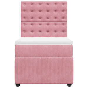 Κρεβάτι Boxspring με Στρώμα Ροζ 90x190 εκ. Βελούδινο - Pakobazaar