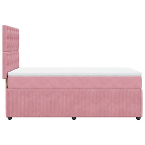 Κρεβάτι Boxspring με Στρώμα Ροζ 90x190 εκ. Βελούδινο - Pakobazaar