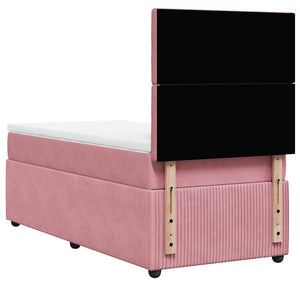 Κρεβάτι Boxspring με Στρώμα Ροζ 90x190 εκ. Βελούδινο - Pakobazaar