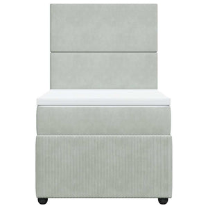 Κρεβάτι Boxspring με Στρώμα Ανοιχτό Γκρι 90x200 εκ. Βελούδινο - Pakobazaar