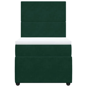 Κρεβάτι Boxspring με Στρώμα Σκούρο Πράσινο 90x200 εκ. Βελούδινο - Pakobazaar