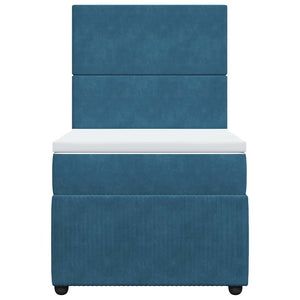 Κρεβάτι Boxspring με Στρώμα Σκούρο Μπλε 90x200 εκ. Βελούδινο