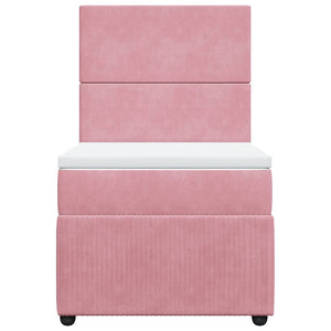 Κρεβάτι Boxspring με Στρώμα Ροζ 90x200 εκ. Βελούδινο