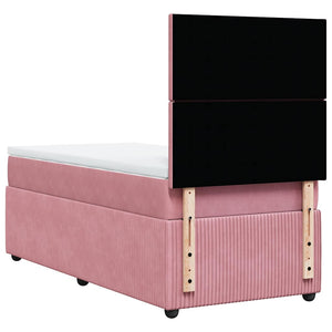Κρεβάτι Boxspring με Στρώμα Ροζ 90x200 εκ. Βελούδινο