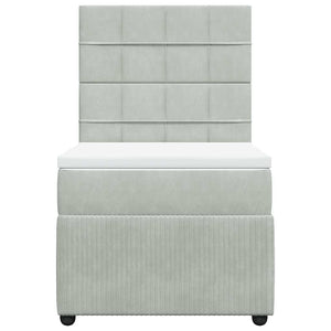 Κρεβάτι Boxspring με Στρώμα Ανοιχτό Γκρι 90x200 εκ. Βελούδινο