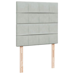 Κρεβάτι Boxspring με Στρώμα Ανοιχτό Γκρι 90x200 εκ. Βελούδινο