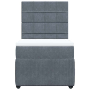 Κρεβάτι Boxspring με Στρώμα Σκούρο Γκρι 90x200 εκ. Βελούδινο - Pakobazaar