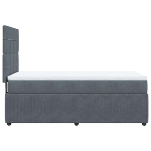 Κρεβάτι Boxspring με Στρώμα Σκούρο Γκρι 90x200 εκ. Βελούδινο - Pakobazaar