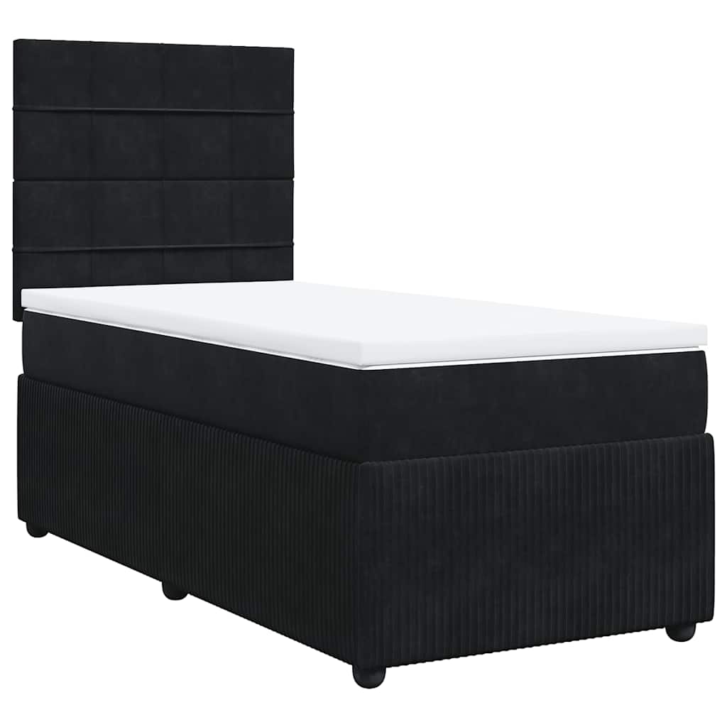 Κρεβάτι Boxspring με Στρώμα Μαύρο 90x200 εκ. Βελούδινο - Pakobazaar