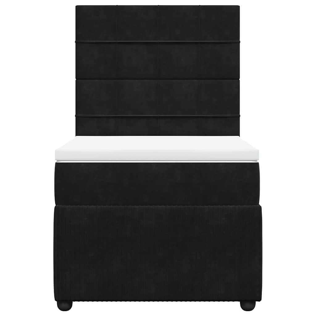 Κρεβάτι Boxspring με Στρώμα Μαύρο 90x200 εκ. Βελούδινο - Pakobazaar