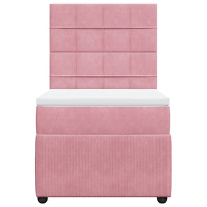 Κρεβάτι Boxspring με Στρώμα Ροζ 90x200 εκ. Βελούδινο
