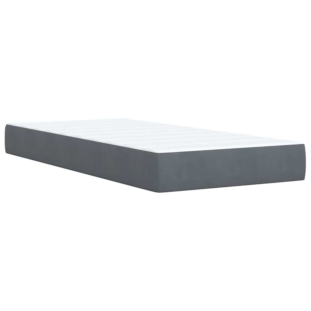 Κρεβάτι Boxspring με Στρώμα Σκούρο Γκρι 90x200 εκ. Βελούδινο - Pakobazaar
