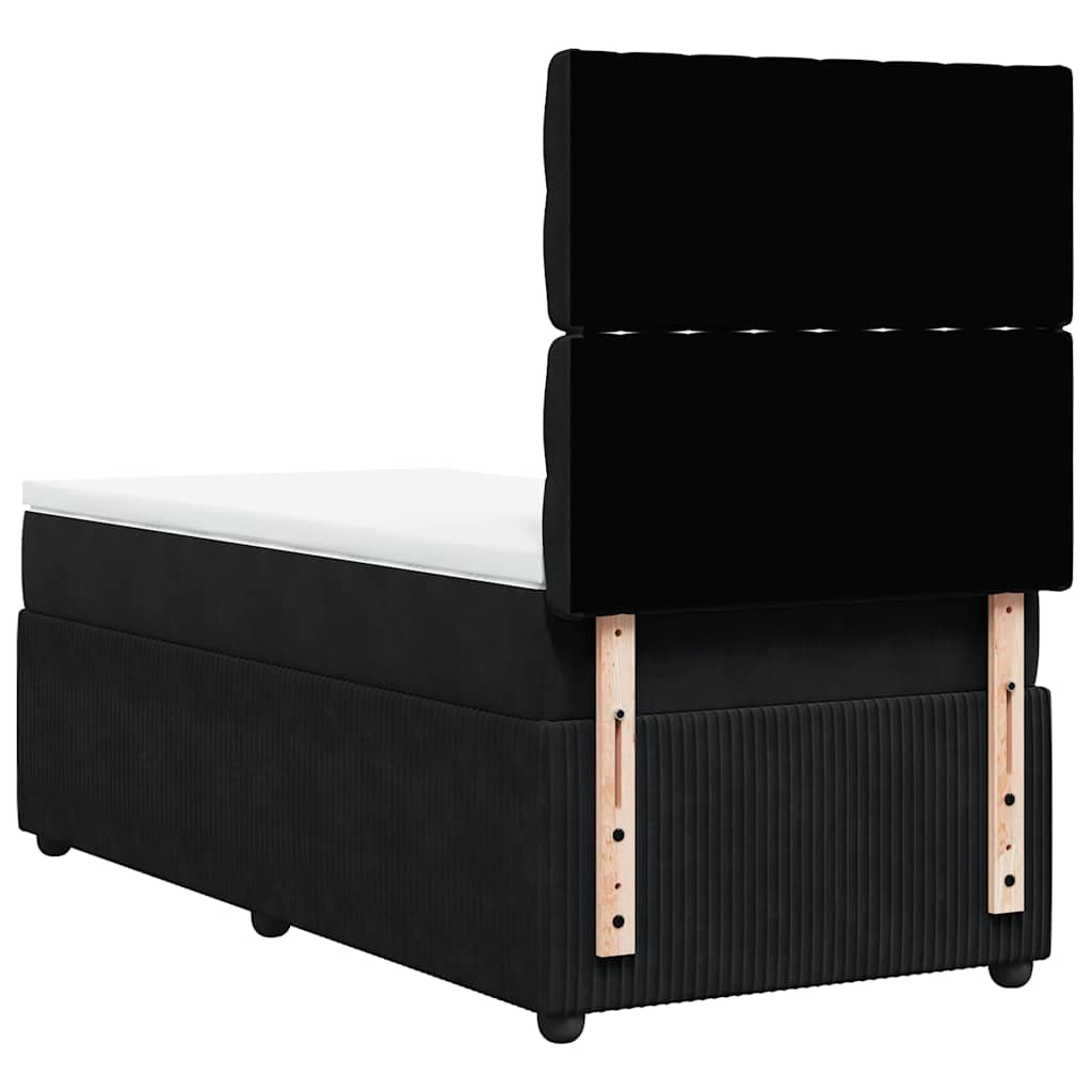 Κρεβάτι Boxspring με Στρώμα Μαύρο 90x200 εκ. Βελούδινο - Pakobazaar